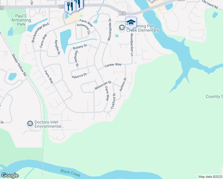 map of restaurants, bars, coffee shops, grocery stores, and more near 2022 Tickford Street in Middleburg