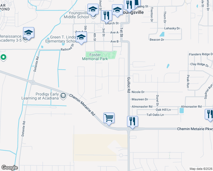 map of restaurants, bars, coffee shops, grocery stores, and more near 210 Preston Rose Lane in Youngsville