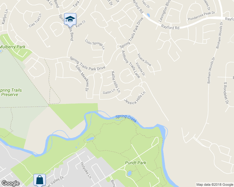 map of restaurants, bars, coffee shops, grocery stores, and more near 27418 Rebecca Field Lane in Spring