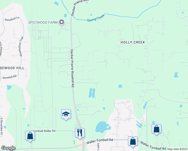 map of restaurants, bars, coffee shops, grocery stores, and more near 22806 Decker Prairie Rosehi Road in Tomball