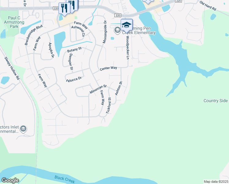 map of restaurants, bars, coffee shops, grocery stores, and more near 2141 Minorcan Street in Middleburg
