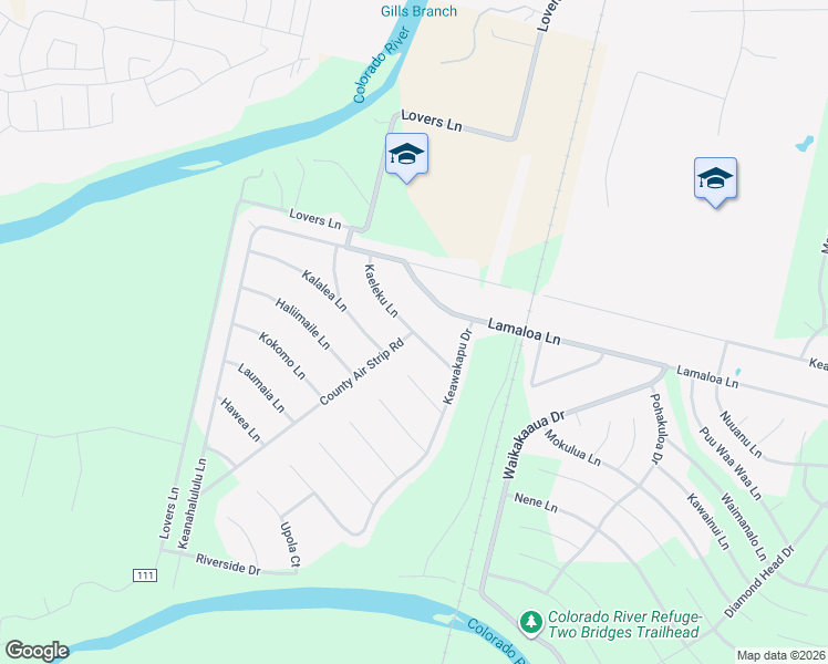 map of restaurants, bars, coffee shops, grocery stores, and more near 145 Kaeleku Lane in Bastrop
