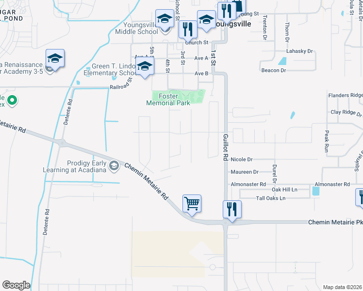 map of restaurants, bars, coffee shops, grocery stores, and more near 210 Preston Rose Lane in Youngsville