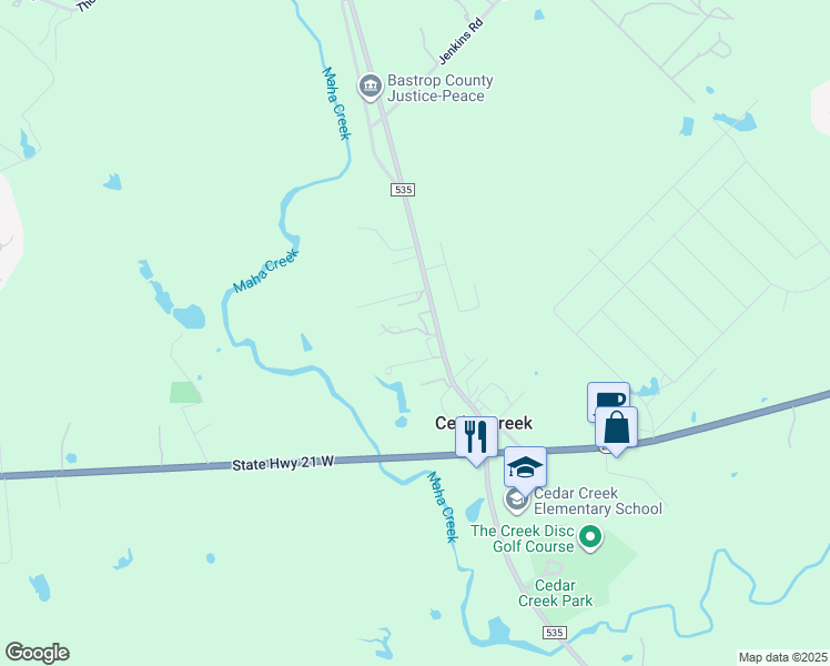 map of restaurants, bars, coffee shops, grocery stores, and more near 5667 Farm to Market Road 535 in Cedar Creek