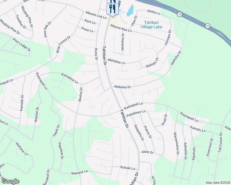map of restaurants, bars, coffee shops, grocery stores, and more near 273 Tahitian Drive in Bastrop