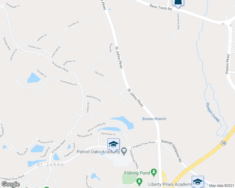 map of restaurants, bars, coffee shops, grocery stores, and more near 732 Servia Drive in Saint Johns