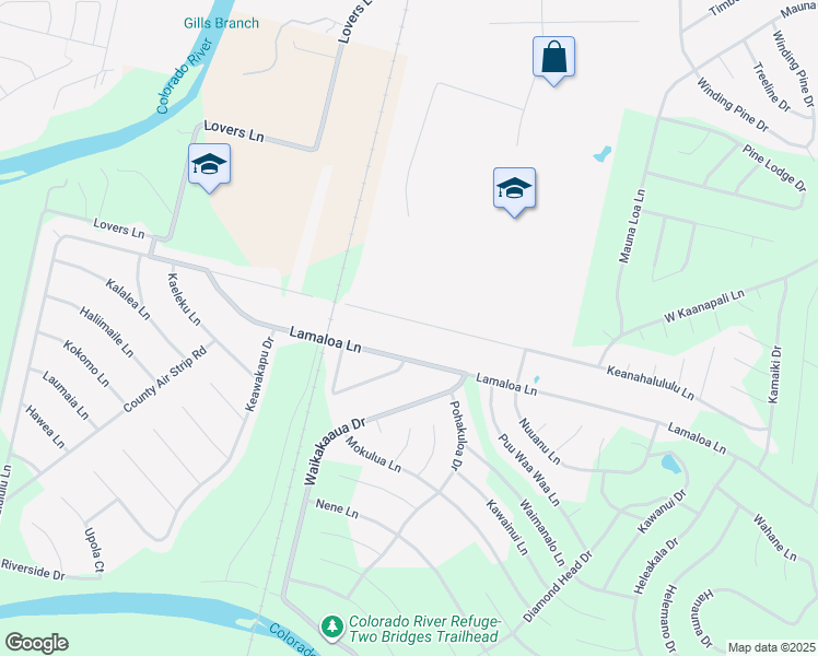 map of restaurants, bars, coffee shops, grocery stores, and more near 277 Keanahalululu Lane in Bastrop