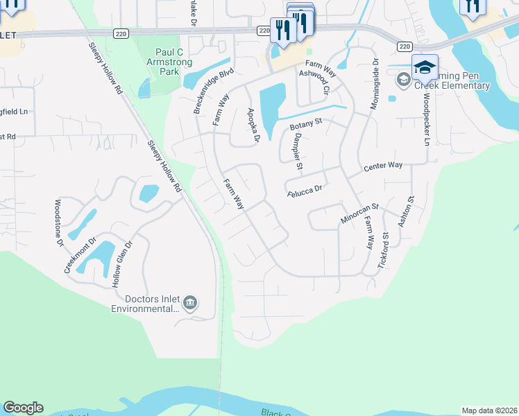 map of restaurants, bars, coffee shops, grocery stores, and more near 2480 Ambrosia Drive in Middleburg