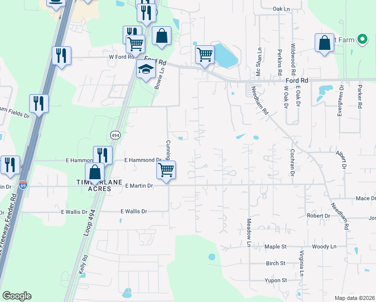 map of restaurants, bars, coffee shops, grocery stores, and more near 7603 Timber Switch Rd in Cleveland