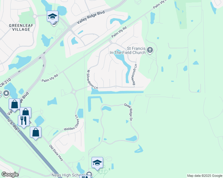 map of restaurants, bars, coffee shops, grocery stores, and more near 1801 Falbridge Lane in Ponte Vedra Beach