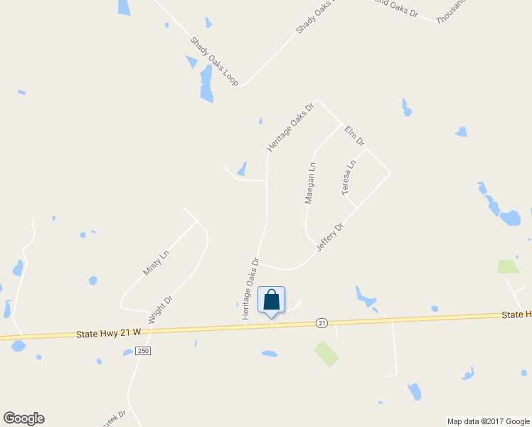 map of restaurants, bars, coffee shops, grocery stores, and more near 180 Heritage Oaks Drive in Cedar Creek