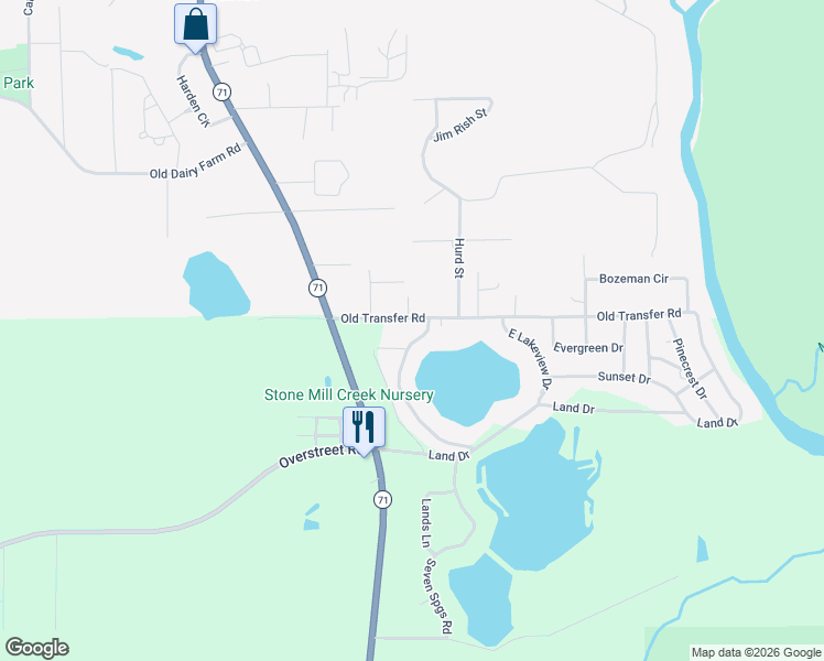 map of restaurants, bars, coffee shops, grocery stores, and more near 310 Old Transfer Road in Wewahitchka