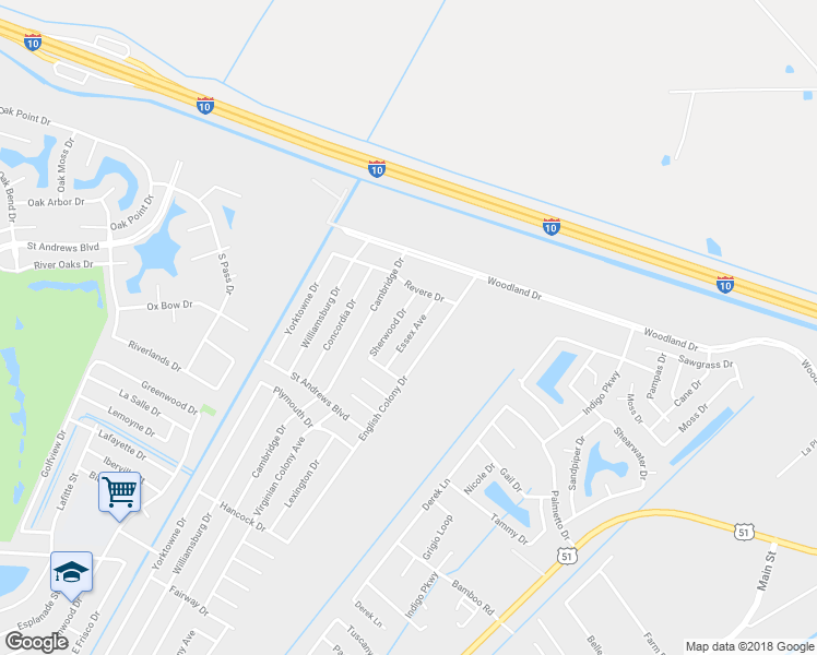 map of restaurants, bars, coffee shops, grocery stores, and more near 3013 Essex Avenue in LaPlace