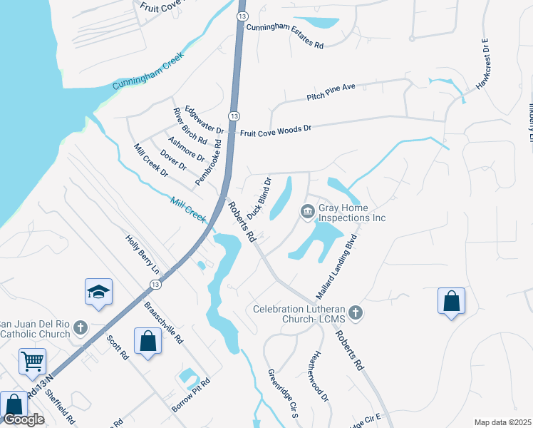 map of restaurants, bars, coffee shops, grocery stores, and more near 3505 West Amanda Court in Jacksonville