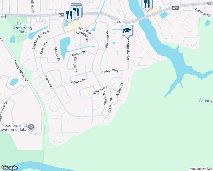 map of restaurants, bars, coffee shops, grocery stores, and more near 2168 Minorcan Street in Middleburg