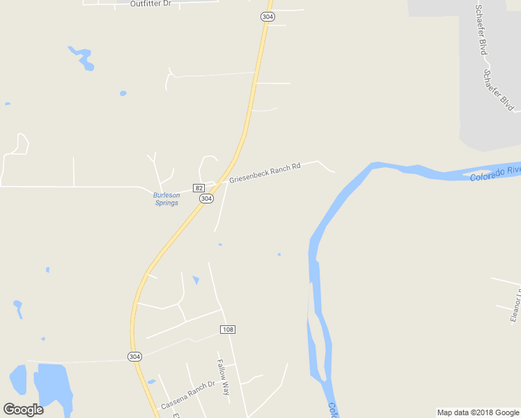 map of restaurants, bars, coffee shops, grocery stores, and more near 105 Griesenbeck Ranch Road in Bastrop