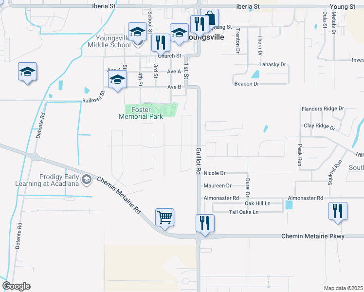 map of restaurants, bars, coffee shops, grocery stores, and more near Harton Road in Youngsville