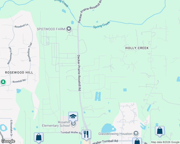 map of restaurants, bars, coffee shops, grocery stores, and more near 22806 Decker Prairie-Rosehill Road in Tomball