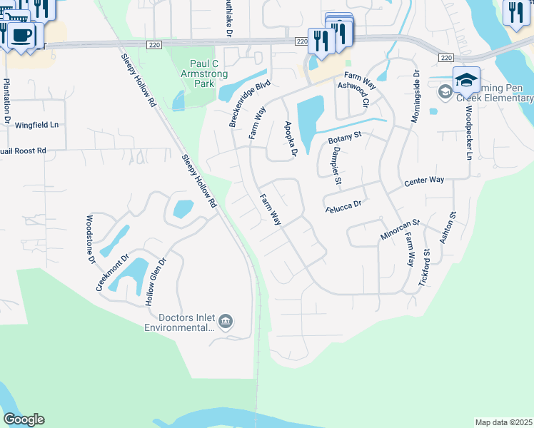 map of restaurants, bars, coffee shops, grocery stores, and more near 1969 Breckenridge Boulevard in Middleburg