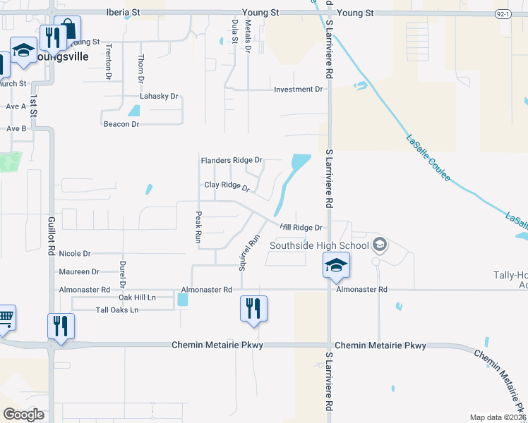 map of restaurants, bars, coffee shops, grocery stores, and more near 412 Clay Ridge Drive in Youngsville