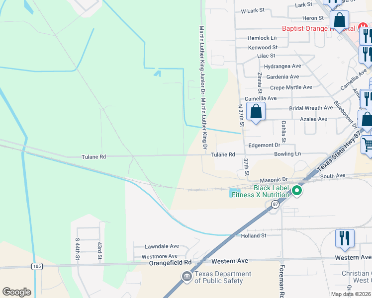 map of restaurants, bars, coffee shops, grocery stores, and more near 4161-4199 Tulane Road in Orange