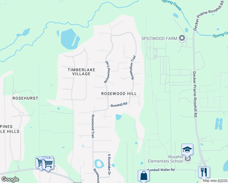 map of restaurants, bars, coffee shops, grocery stores, and more near 18806 Chickadee Lane in Tomball