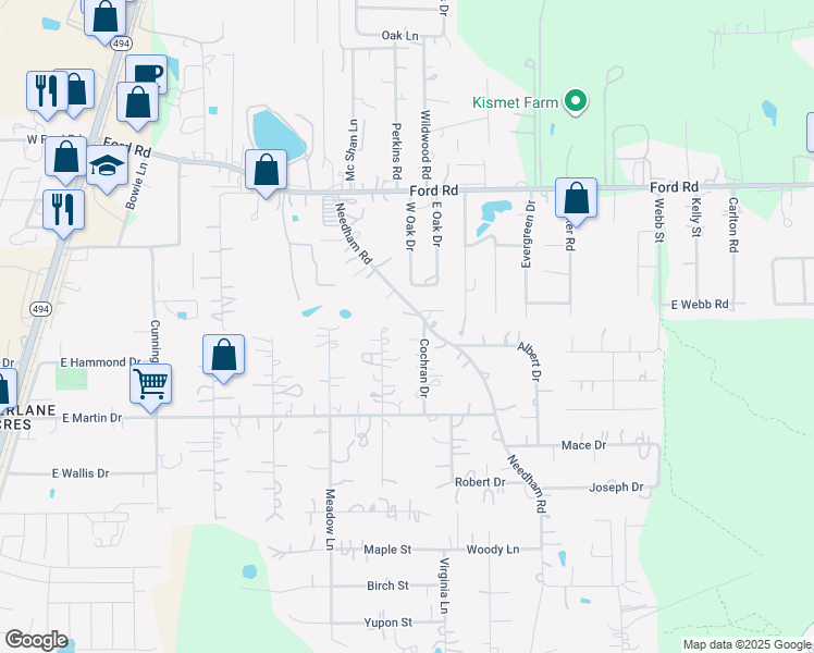 map of restaurants, bars, coffee shops, grocery stores, and more near 24452 Cochran Drive in Porter