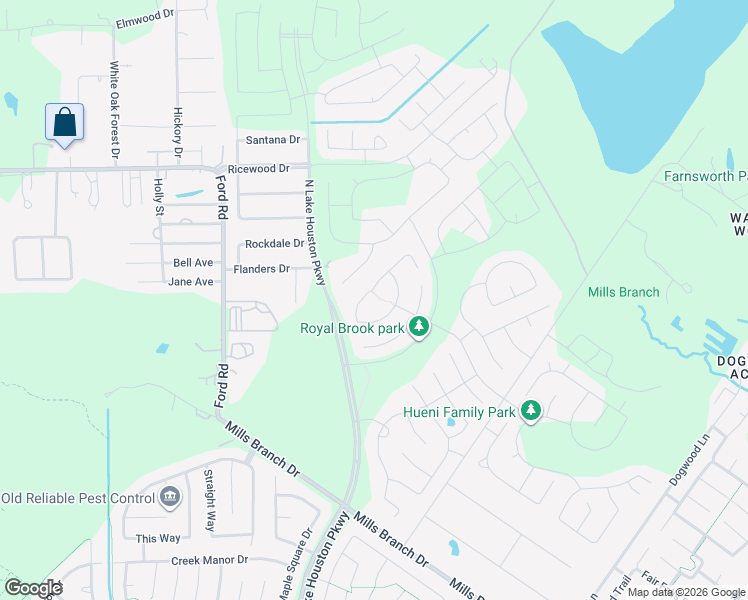 map of restaurants, bars, coffee shops, grocery stores, and more near 5907 Fairway Shores Lane in Porter