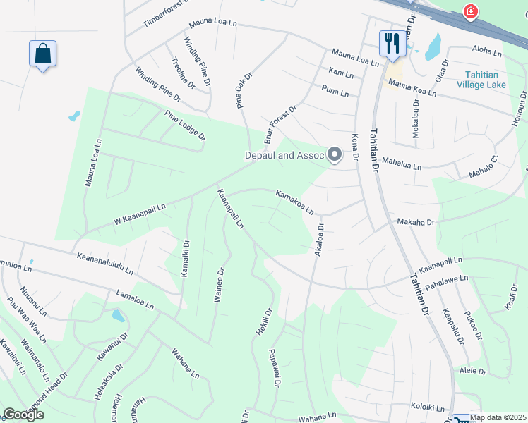 map of restaurants, bars, coffee shops, grocery stores, and more near 103 West Kamoi Court in Bastrop