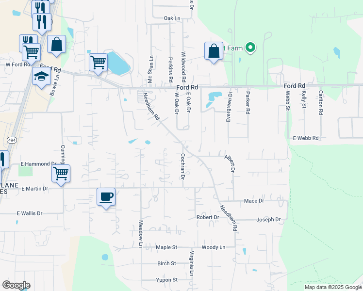 map of restaurants, bars, coffee shops, grocery stores, and more near 24452 Cochran Drive in Porter
