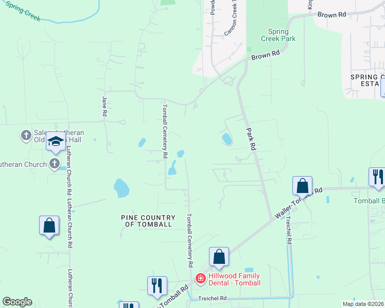 map of restaurants, bars, coffee shops, grocery stores, and more near 22430 Tomball Cemetery Road in Tomball