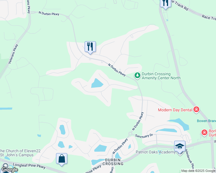 map of restaurants, bars, coffee shops, grocery stores, and more near Cloisterbane Drive in Saint Johns