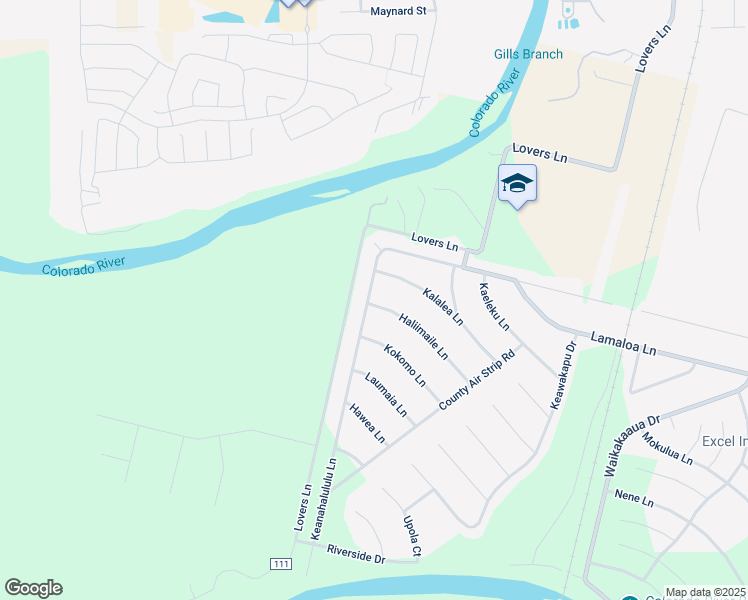 map of restaurants, bars, coffee shops, grocery stores, and more near 102 Haliimaile Lane in Bastrop