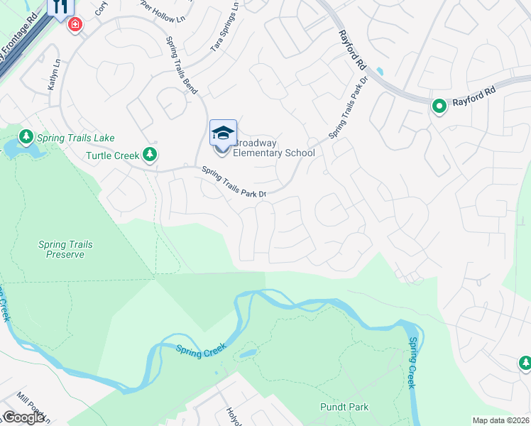 map of restaurants, bars, coffee shops, grocery stores, and more near 1414 Laura Hills Lane in Spring
