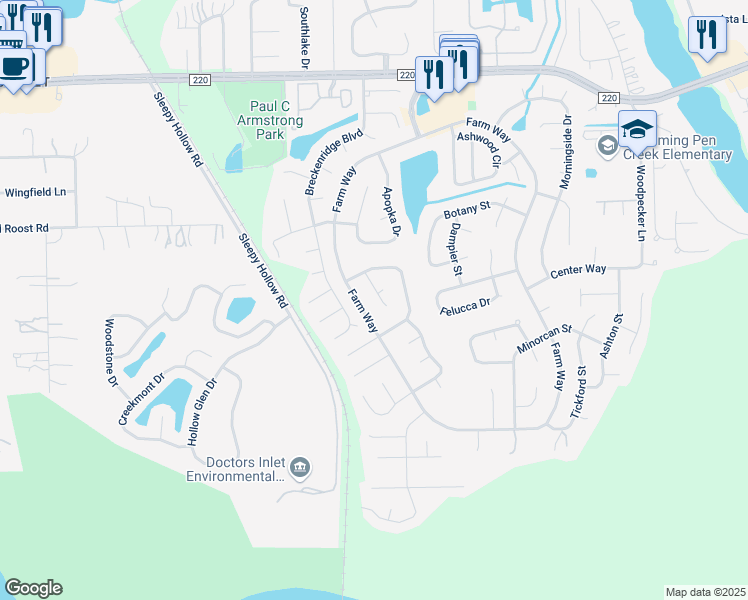 map of restaurants, bars, coffee shops, grocery stores, and more near 1969 Breckenridge Boulevard in Middleburg