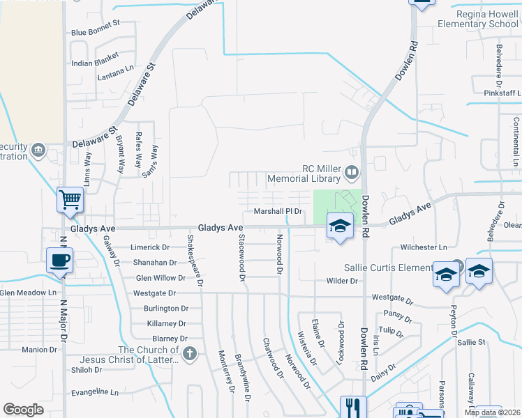 map of restaurants, bars, coffee shops, grocery stores, and more near 1690 Hyde Court in Beaumont