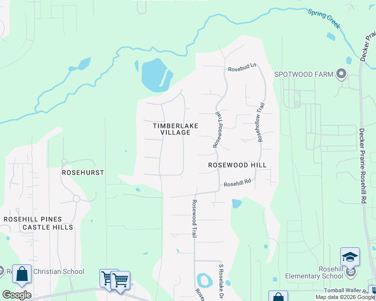 map of restaurants, bars, coffee shops, grocery stores, and more near 18915 Heron Lane in Tomball
