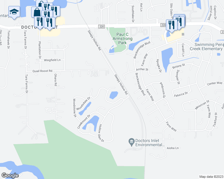 map of restaurants, bars, coffee shops, grocery stores, and more near 1515 Harvest Cove Drive in Middleburg