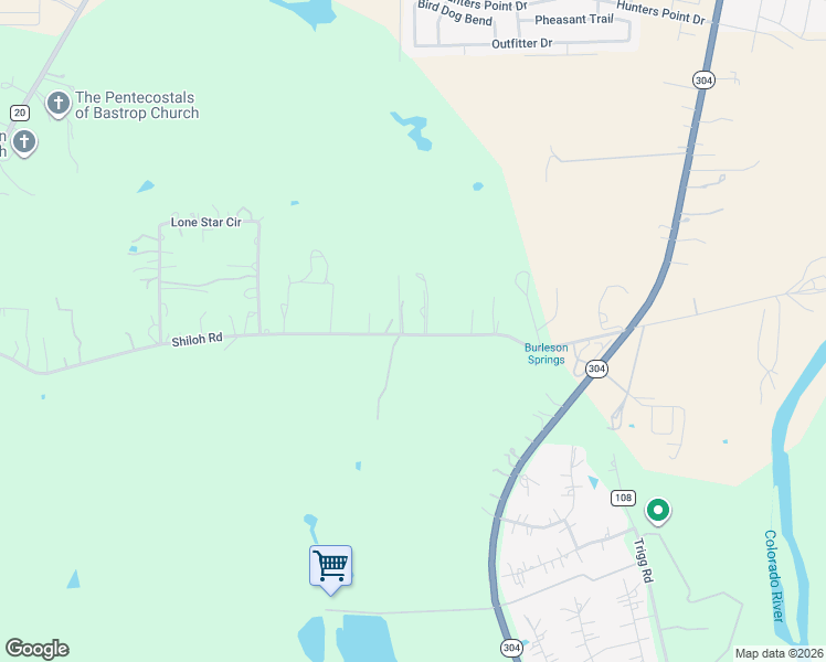 map of restaurants, bars, coffee shops, grocery stores, and more near 220 Shiloh Road in Bastrop