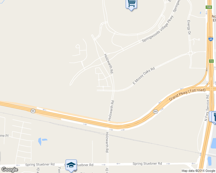 map of restaurants, bars, coffee shops, grocery stores, and more near Luquet Lane in Spring