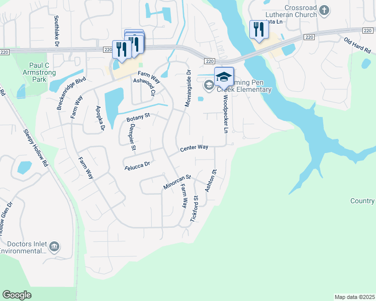 map of restaurants, bars, coffee shops, grocery stores, and more near 2157 Center Way in Middleburg