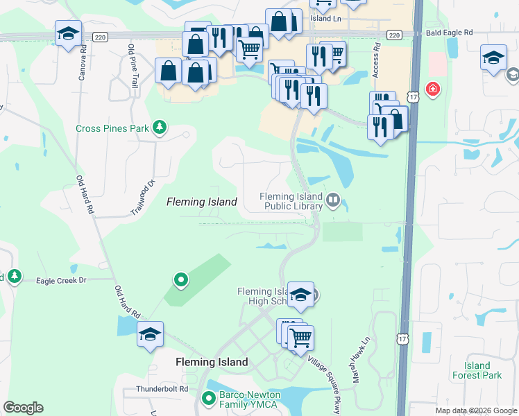 map of restaurants, bars, coffee shops, grocery stores, and more near 2111 Arden Forest Place in Fleming Island