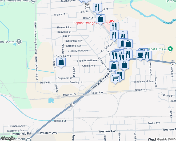 map of restaurants, bars, coffee shops, grocery stores, and more near 29 Circle East Street in Orange