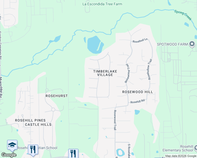 map of restaurants, bars, coffee shops, grocery stores, and more near 18723 Timberlake Grove Lane in Tomball