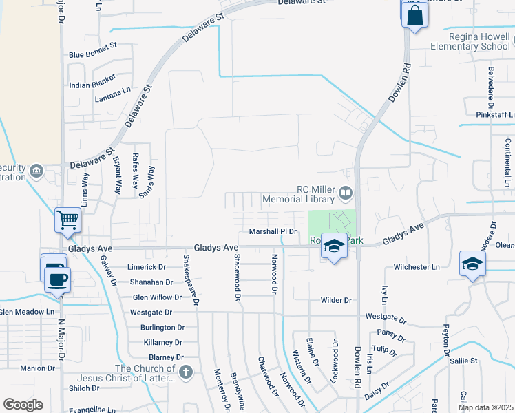 map of restaurants, bars, coffee shops, grocery stores, and more near 1690 Hyde Court in Beaumont