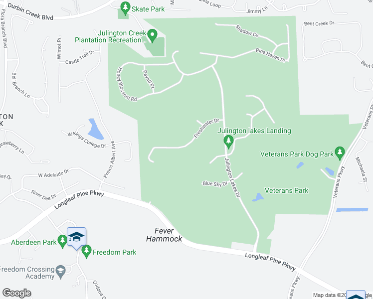 map of restaurants, bars, coffee shops, grocery stores, and more near 275 Freshwater Drive in Saint Johns