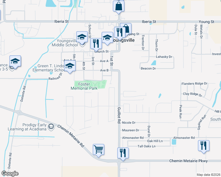 map of restaurants, bars, coffee shops, grocery stores, and more near 107 Harton Road in Youngsville