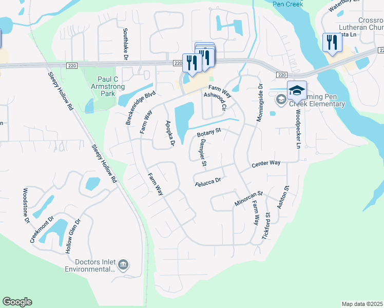 map of restaurants, bars, coffee shops, grocery stores, and more near 2239 Botany Street in Middleburg