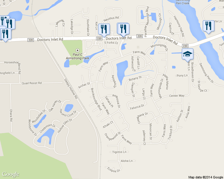 map of restaurants, bars, coffee shops, grocery stores, and more near 1945 Apopka Drive in Middleburg