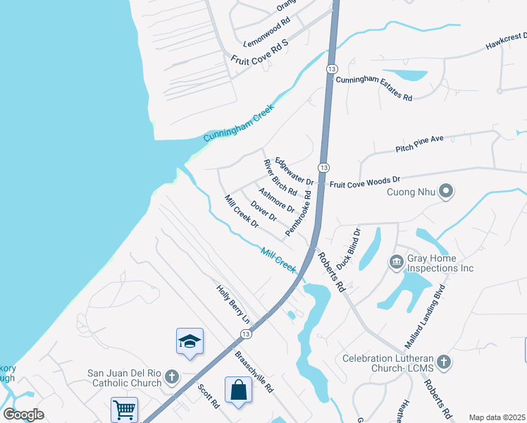map of restaurants, bars, coffee shops, grocery stores, and more near 1145 Dover Drive in Jacksonville